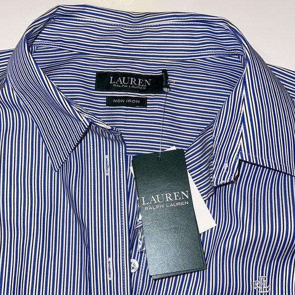 Ralph Lauren blue striped non iron long sleeve shirt - Picture 2 of 3
